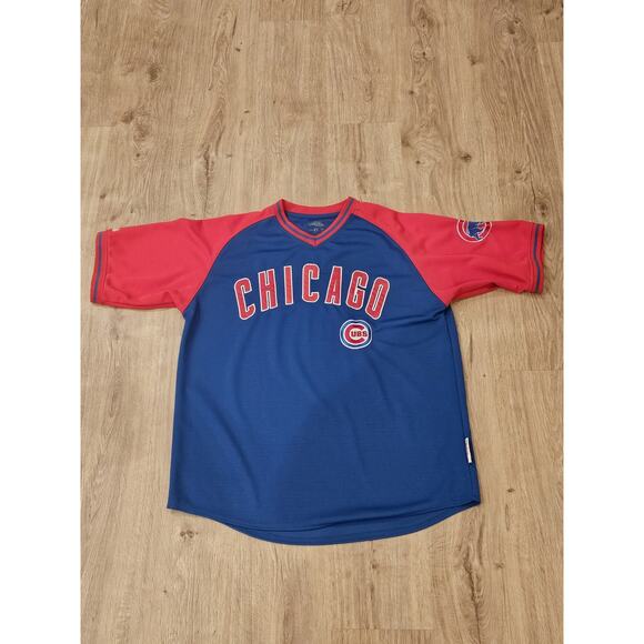 Stitches Embroidered Chicago Cubs Baseball Jersey Shirt XL Blue Red Pullover MLB - Picture 1 of 9